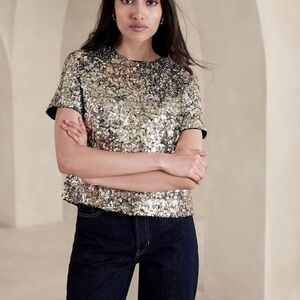Sequin Short Sleeve Top by Banana Republic